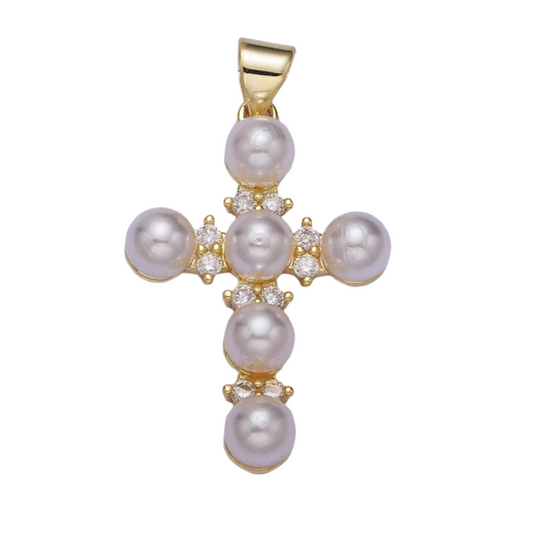 Pearl Cross Charm