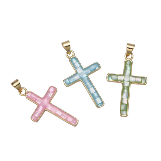 Opal Cross Charm