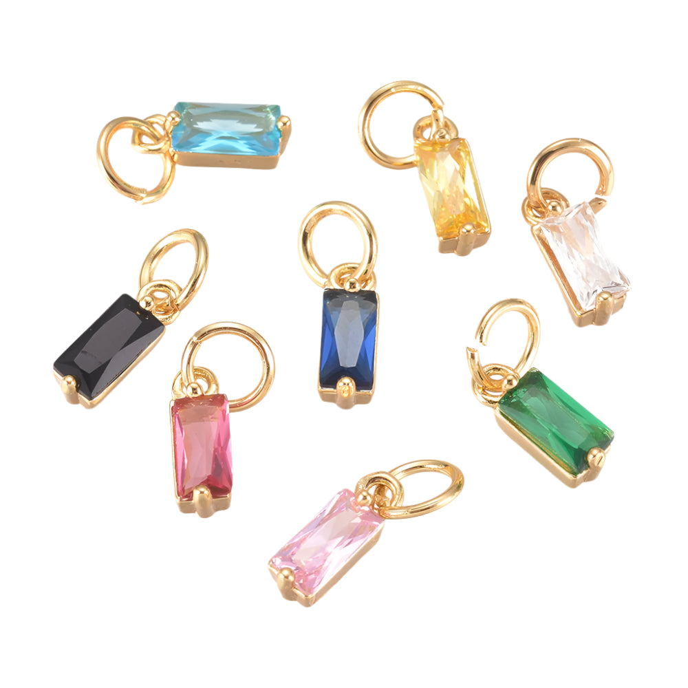 Dainty Rectangular Gem Charms